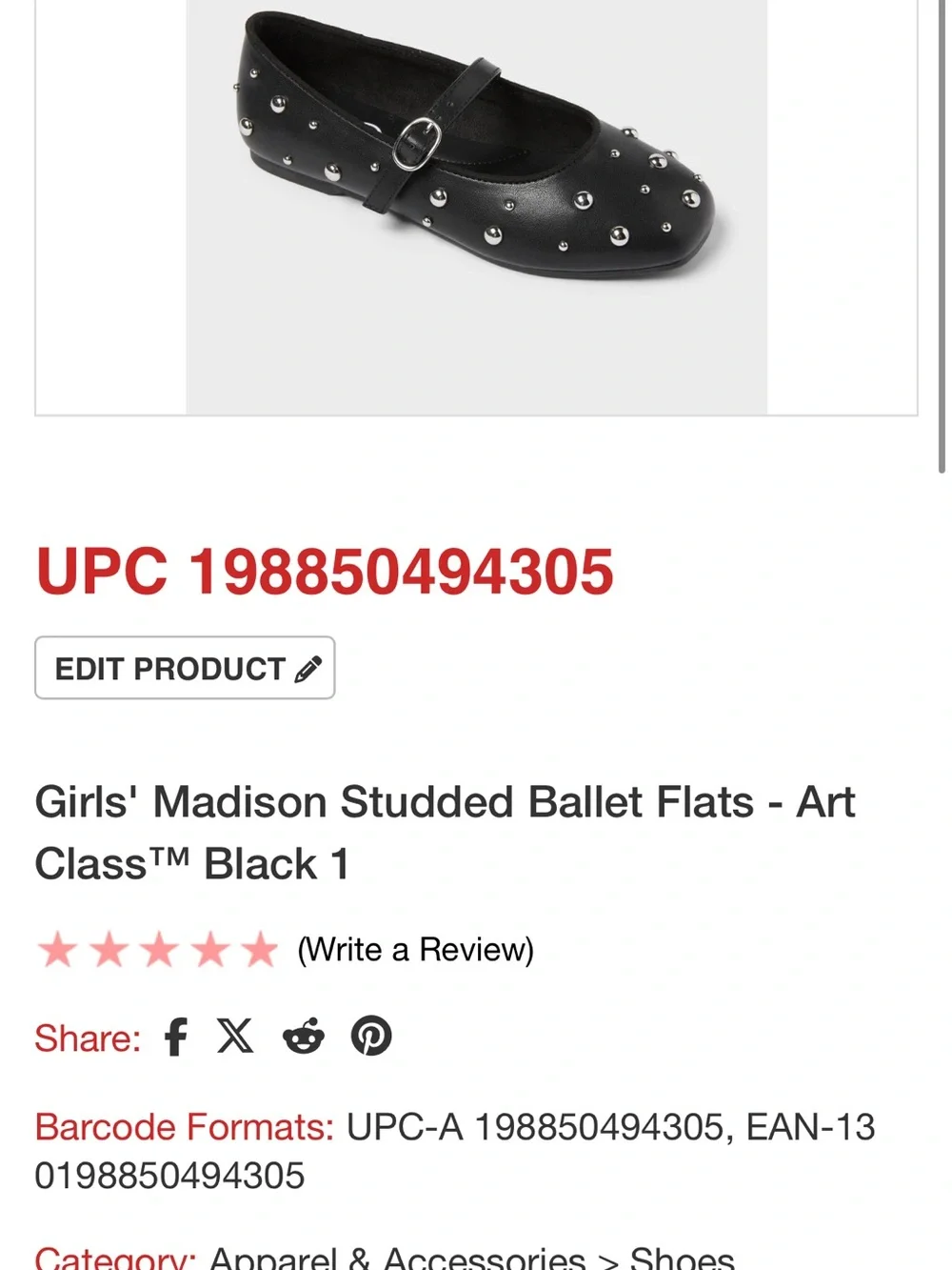 art class Black Studded Mary Jane Flat b207
